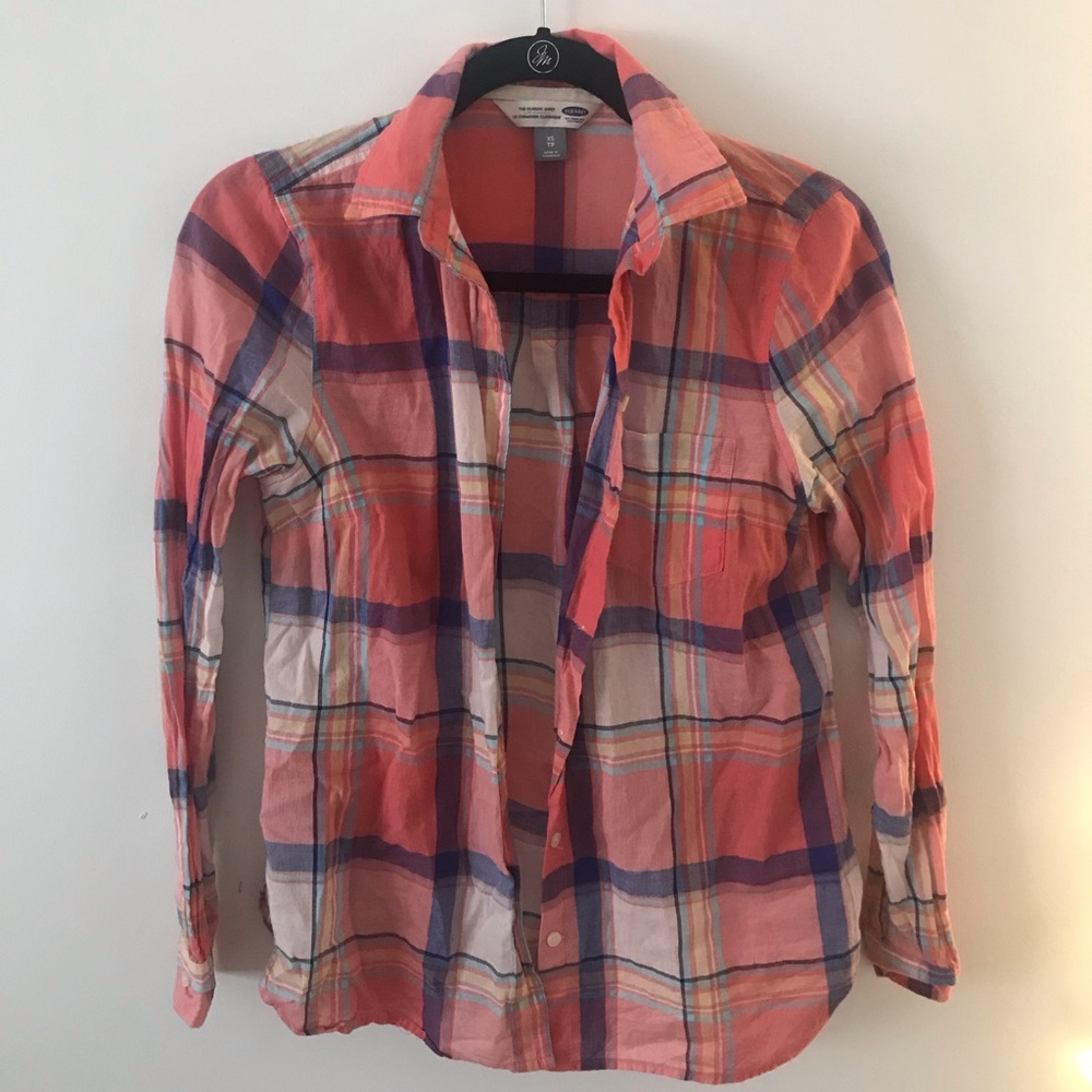 plaid button down